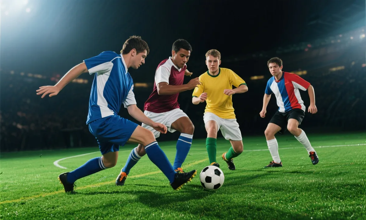 不同国家球员在世界杯赛场拼抢的紧张瞬间